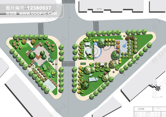 绿化草地彩色平面图psd分层设计方案