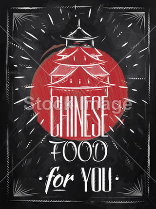 Poster Chinese food house chalk