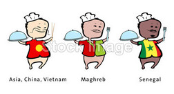 Chef of restaurant from Asia (China, Vietnam), Maghreb, Senegal - vector il