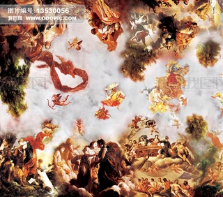 吊顶壁纸壁画欧式宗教油画教堂神话下载-编号13529968-复古吊顶