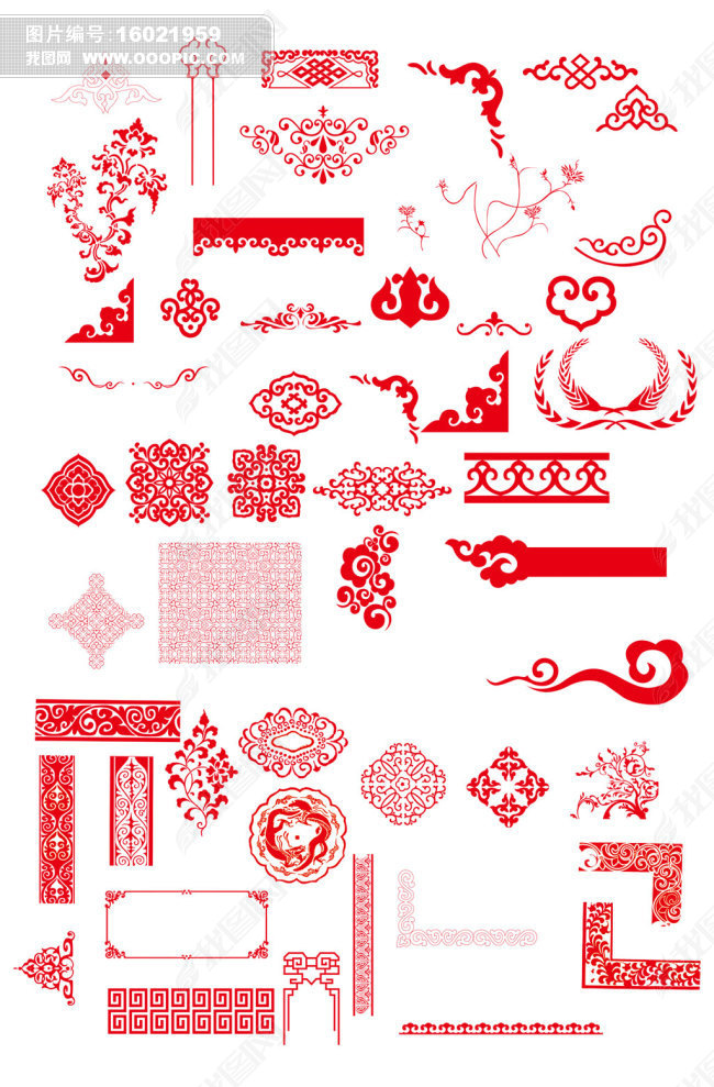 年货节新年花纹花边矢量图素材