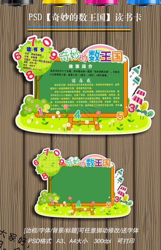 奇妙的数字王国|奇妙的数王国读书卡亲子阅读后感小报手抄报