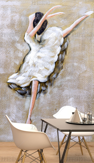 芭蕾背影油画壁纸专题模板