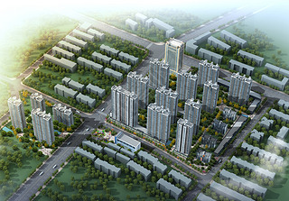 新中式住宅鸟瞰图模型加psd全套