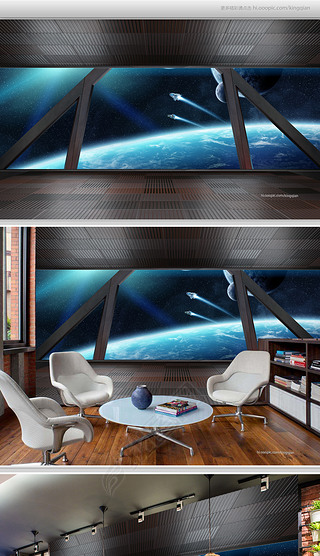 炫酷工业风宇宙飞船舱门酒吧ktv背景墙