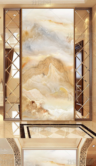 玄关大理石纹江山如画背景墙