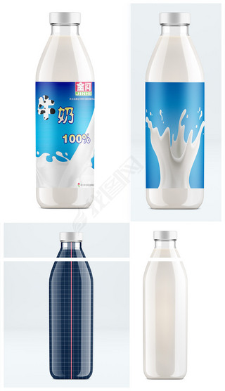 牛奶瓶玻璃瓶样机设计模板