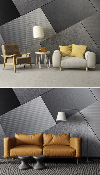 电视背景墙方块简约背景墙|北欧简约现代个性抽象几何方块电视背景墙