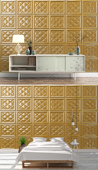 奢华金色水晶方格拼接3d欧式软包背景墙