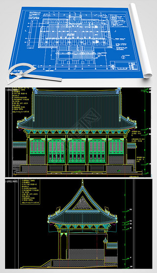 南京理工大学图书馆平面图园林景观cad图纸|大学古建筑测绘图