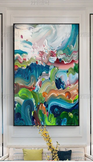 现代风格超现实抽象厚涂立体大海风景油画装饰画下载-编号18946979-抽象