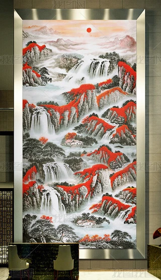 步步高升水墨山水下载-编号19172267-风景玄关-我图网