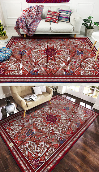 复古欧式抽象波斯土耳其地毯图案设计