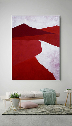 红色沙漠装饰画|红色沙漠抽象装饰画