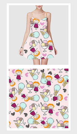 洋红色简约风冰淇淋卡通人设计