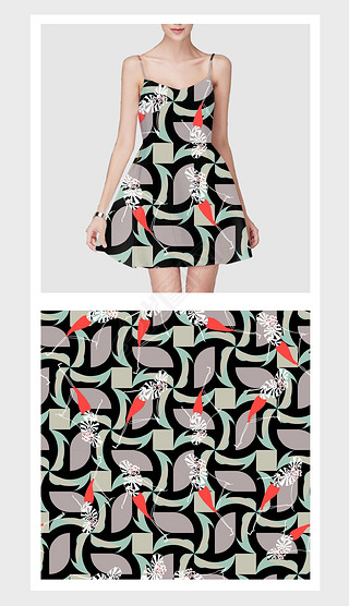 黑底简约几何图案设计欧美印花