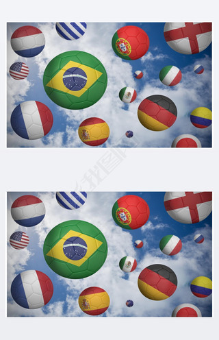 各种旗帜颜色的足球