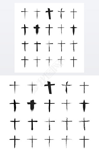 宗教十字架的矢量图标集