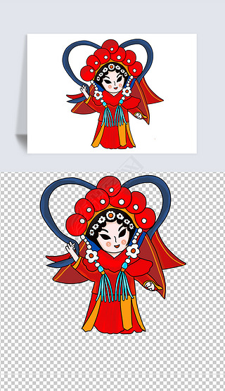 国粹文化京剧旦角花旦正旦青衣人物唱京戏卡通手绘