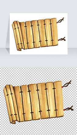 手绘古代书卷免抠元素|古代书本竹签书卷书本免抠png