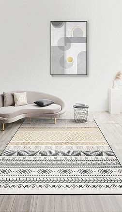 现代简约抽象几何花纹摩洛哥风格客厅地毯