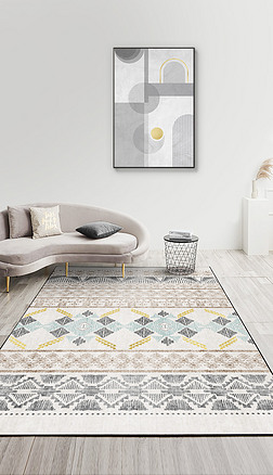 现代简约抽象小清新几何花纹线条摩洛哥地毯