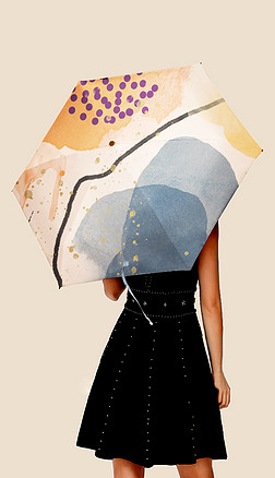现代时尚几何线条轻奢抽象雨伞印花图案1