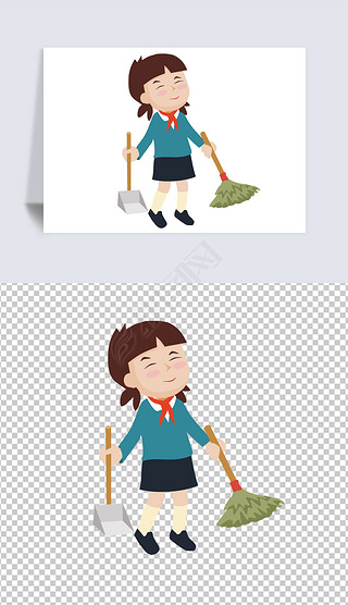 爱劳动的中小学生卡通人物形象设计图片简笔画png免抠素材
