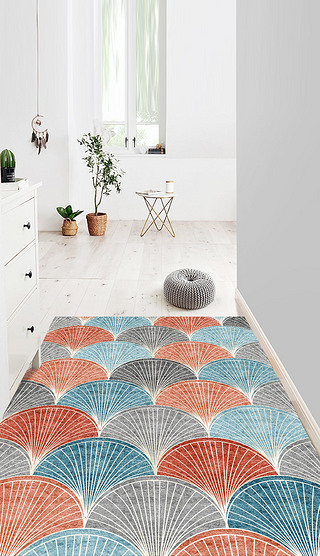 北欧现代简约ins轻奢抽象千叶入户地毯客厅地垫