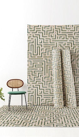 现代简约几何小清新线条拼接图案摩洛哥地毯