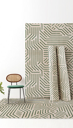 现代简约几何金色线条艺术图案摩洛哥客厅卧室地毯