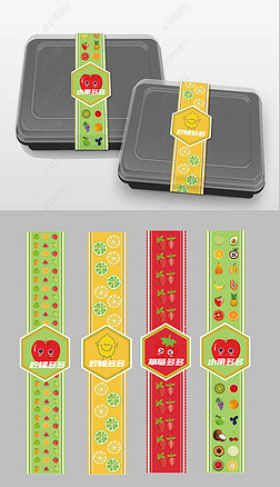 打包盒封贴外卖盒标签设计食品包装设计