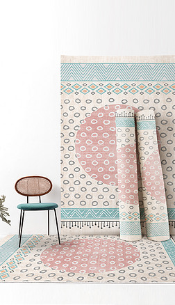 现代简约几何小清新圆圈摩洛哥客厅卧室地毯