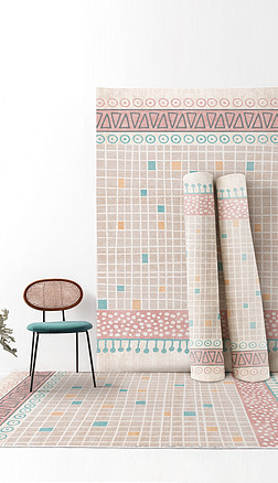 现代简约几何方格手绘小清新摩洛哥客厅卧室地毯