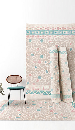 现代简约抽象小清新色块摩洛哥风格客厅卧室地毯