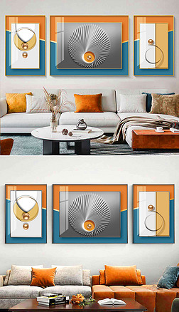 抽象几何现代简约客厅组合框中框装饰画4