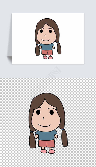 可爱的小女孩卡通手绘免抠元素pspng
