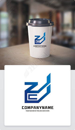 抽象字母zc立体标志设计