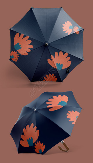 复古花朵深色雨伞太阳伞图案定制