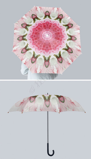 红色植物大花花卉雨伞图案