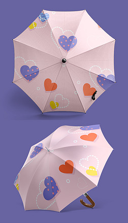 粉色爱心可爱卡通情侣图案爱心雨伞图案