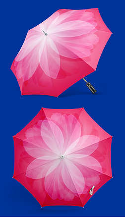 时尚清新INS风粉色花朵花卉平铺背景雨伞图案印花