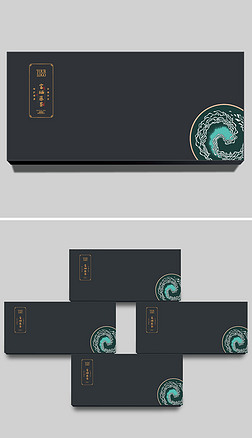 茶韵民族风蓝色藤茶包装盒设计