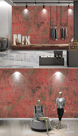 红色抽象复古服装店背景墙时尚背景墙