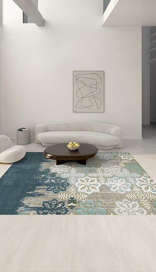 北欧抽象轻奢美式意式土耳其床边毯客厅地毯地垫