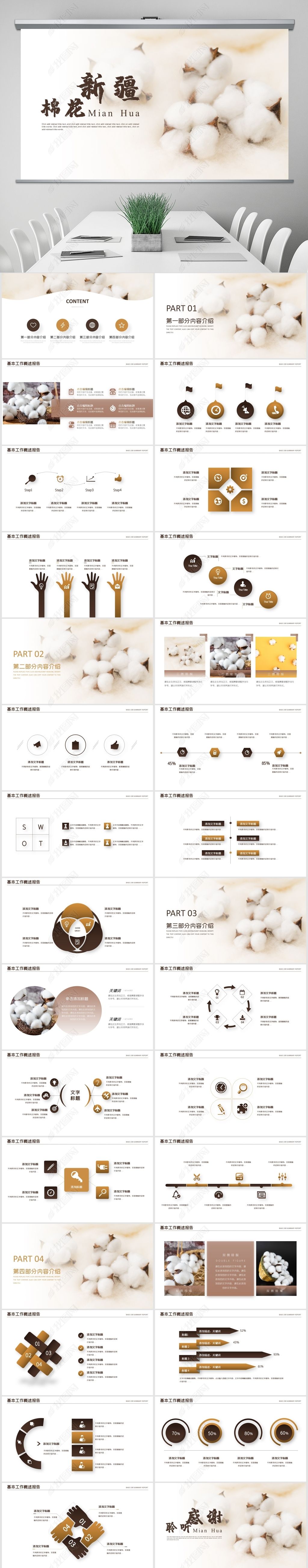 原创新疆棉花发展战略计划书经济作物ppt模板-版权可商用