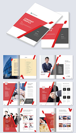 红色创意企业宣传画册品牌手册cdr设计模板