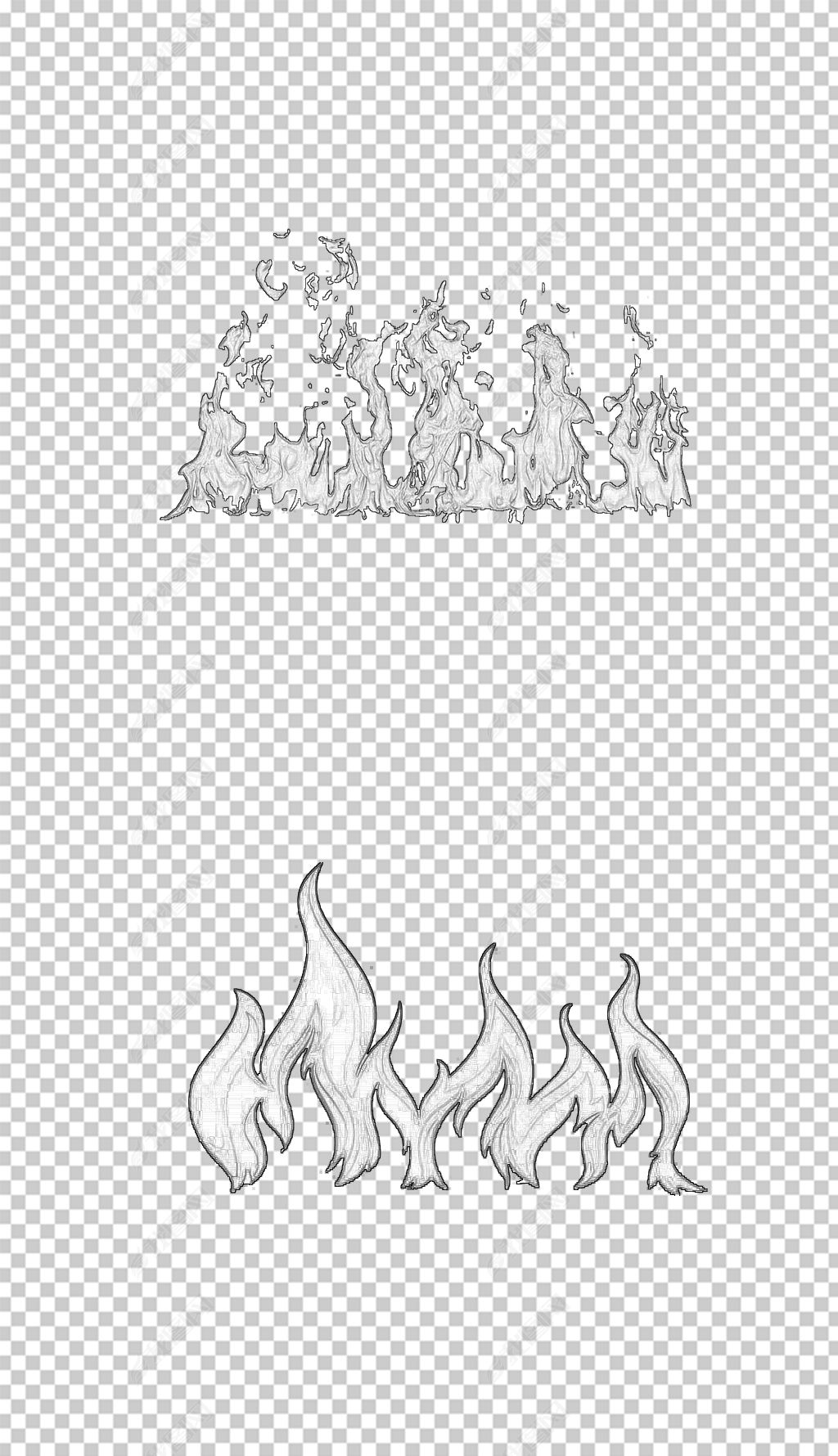 原创火苗火焰素描画免抠素材(样式二)-版权可商用