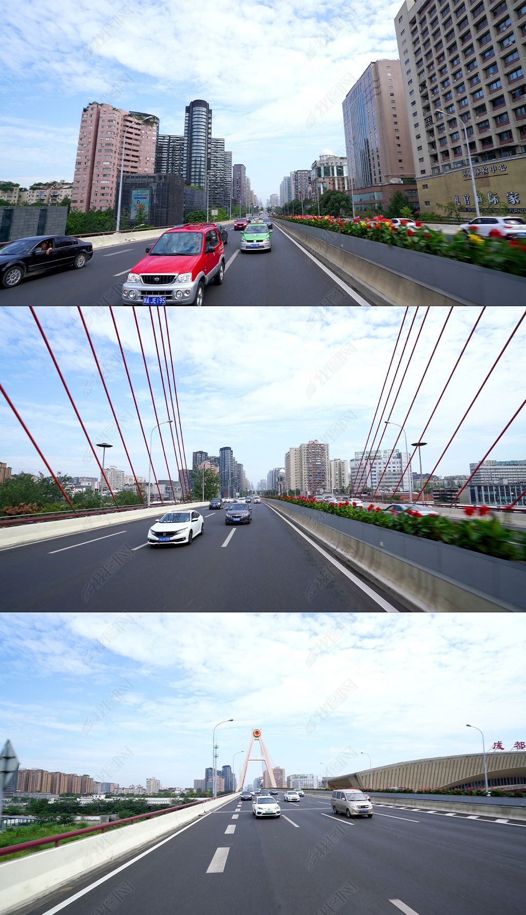 4k实拍成都市区马路上行驶的汽车视频素材