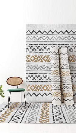 现代简约手绘几何线条摩洛哥客厅卧室地毯